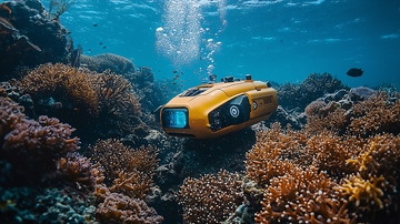 水下机器人探索珊瑚礁