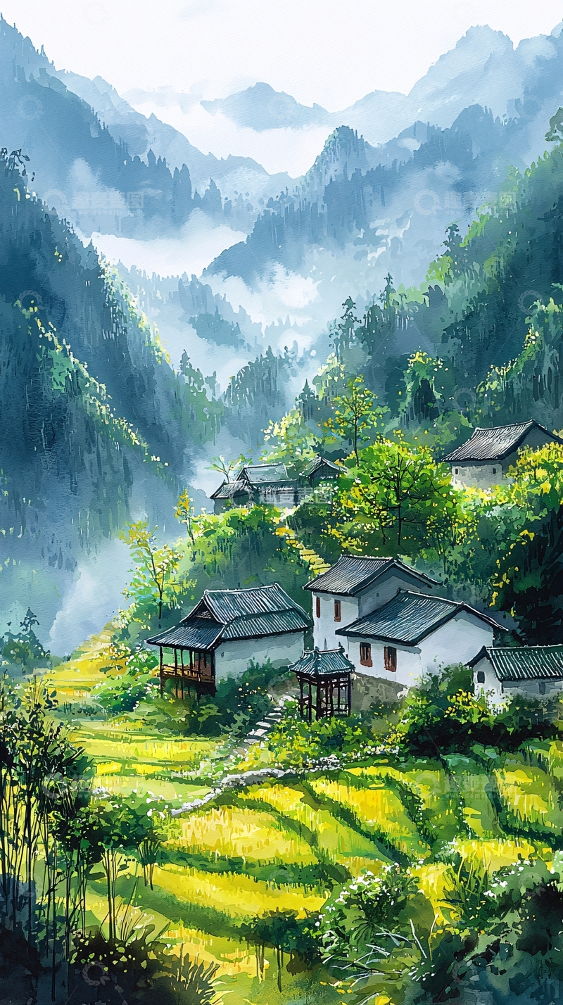 高清大图下载【趣麦麦图】山村景色