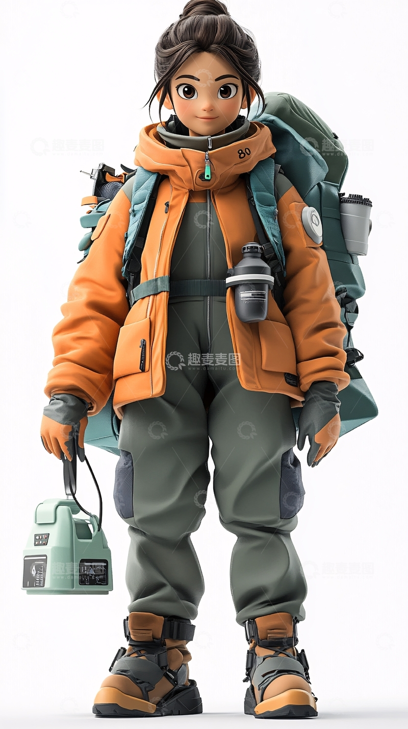 高清大图下载【趣麦麦图】穿着橙色外套的女孩