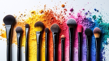 化妆刷与彩色粉末