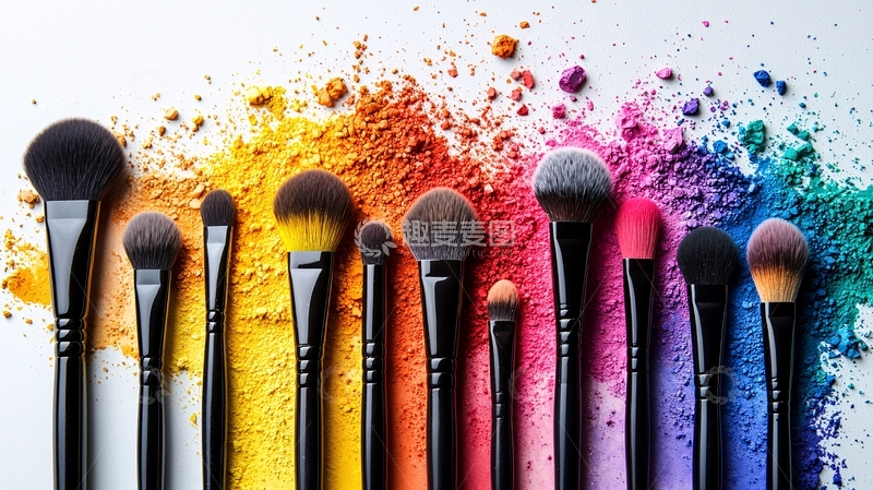 高清大图下载【趣麦麦图】化妆刷与彩色粉末
