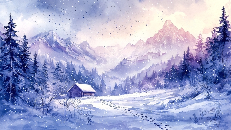 高清大图下载【趣麦麦图】水彩雪景