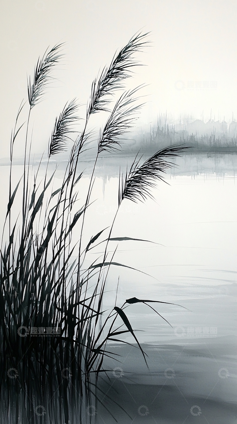 高清大图下载【趣麦麦图】芦苇在湖边
