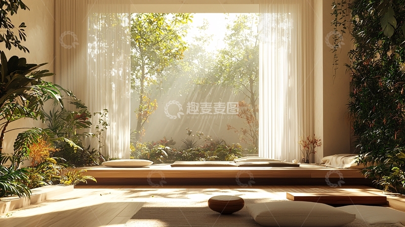 高清大图下载【趣麦麦图】极简日式禅意阳光客厅