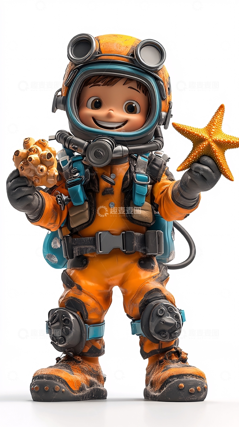 高清大图下载【趣麦麦图】卡通潜水员