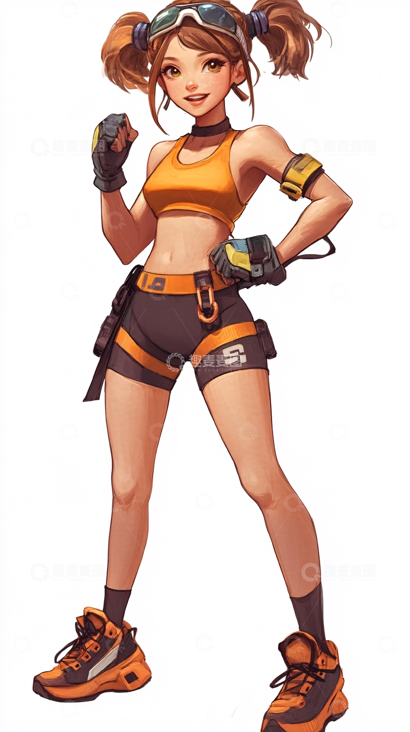 高清大图下载【趣麦麦图】可爱双马尾运动女孩