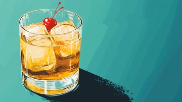 威士忌酒杯冰块樱桃