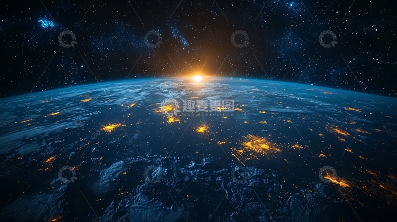 高清大图下载【趣麦麦图】太空地球日出