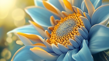 蓝绿色向日葵特写