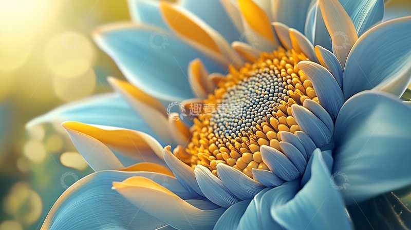 高清大图下载【趣麦麦图】蓝绿色向日葵特写