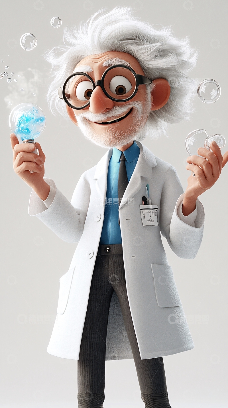 高清大图下载【趣麦麦图】卡通科学家