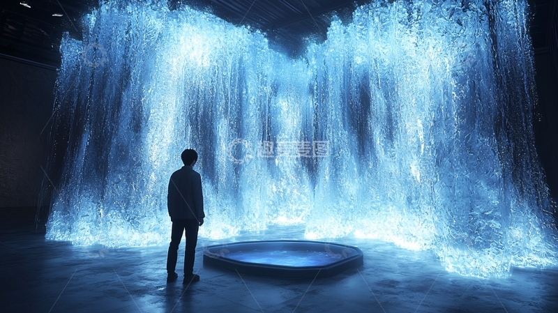 高清大图下载【趣麦麦图】蓝色瀑布