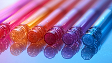 彩色试管一排特写