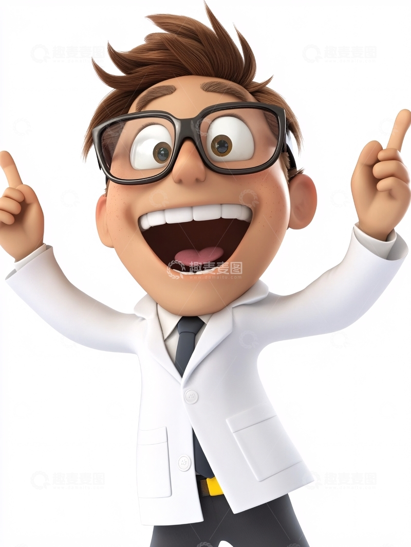 高清大图下载【趣麦麦图】开心的小科学家卡通形象