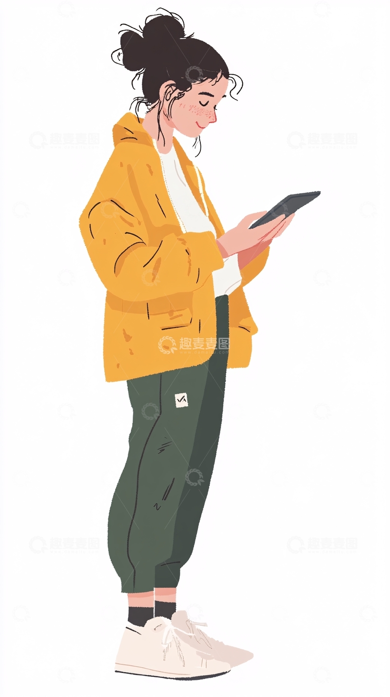 高清大图下载【趣麦麦图】女生看手机