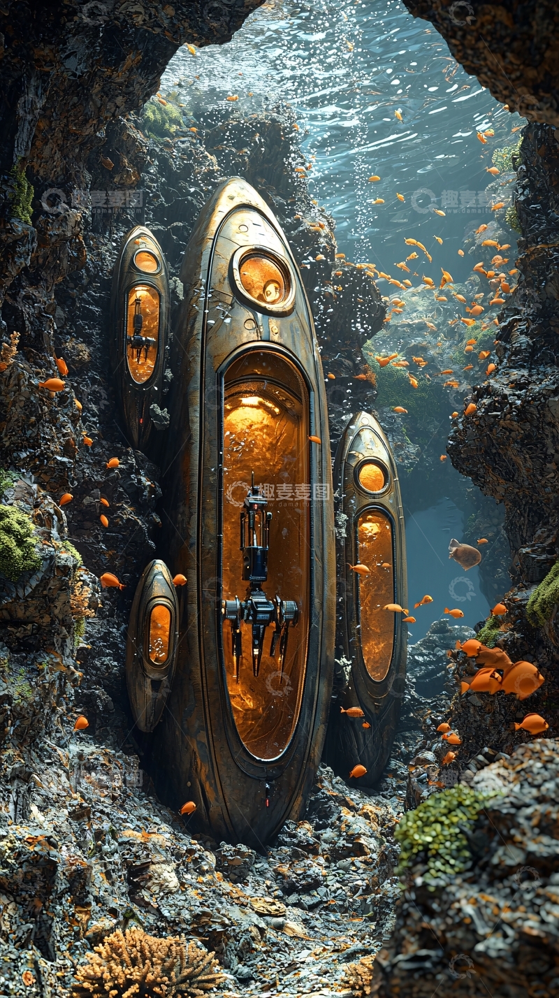 高清大图下载【趣麦麦图】海底科幻基地