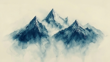 水墨画风的山峰