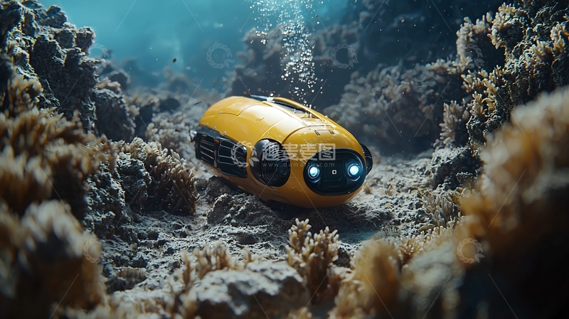高清大图下载【趣麦麦图】黄色潜水机器人