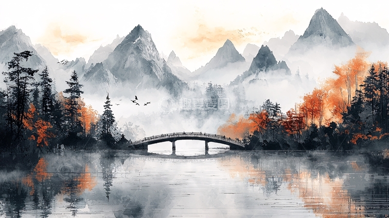 高清大图下载【趣麦麦图】水墨山水画意境山水