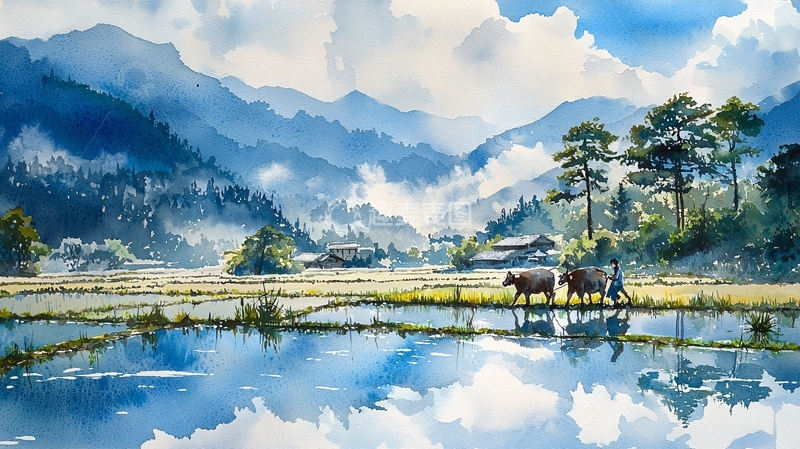 高清大图下载【趣麦麦图】水彩画风景