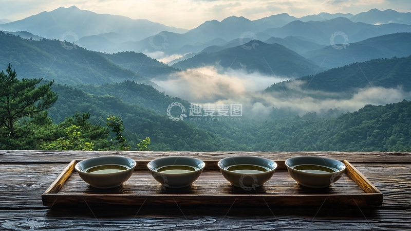 高清大图下载【趣麦麦图】山峦茶杯