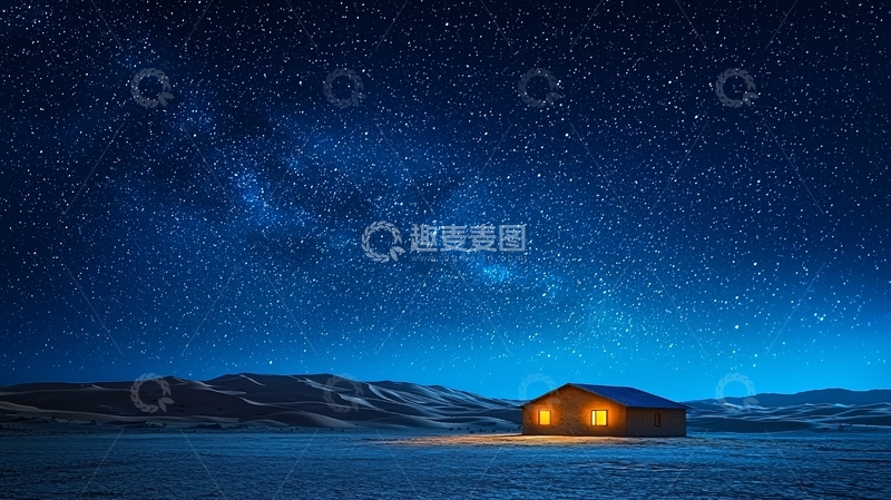 高清大图下载【趣麦麦图】星空下的木屋
