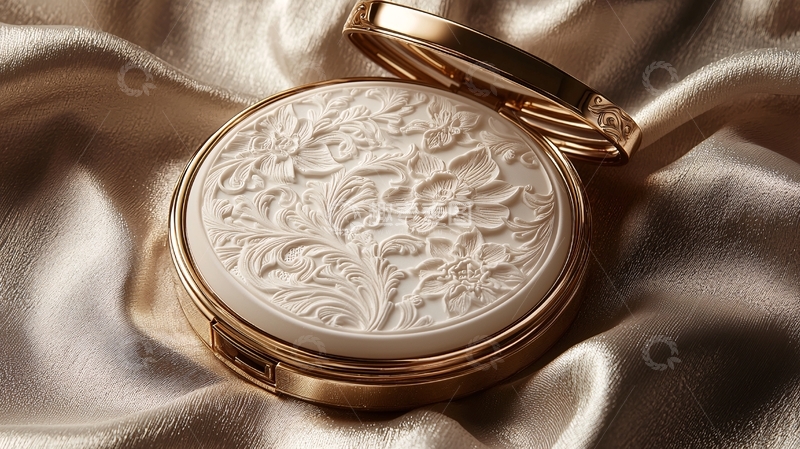 高清大图下载【趣麦麦图】雕花圆形蜜粉盒