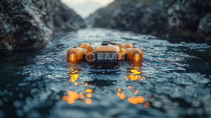 高清大图下载【趣麦麦图】橙色水上机器人