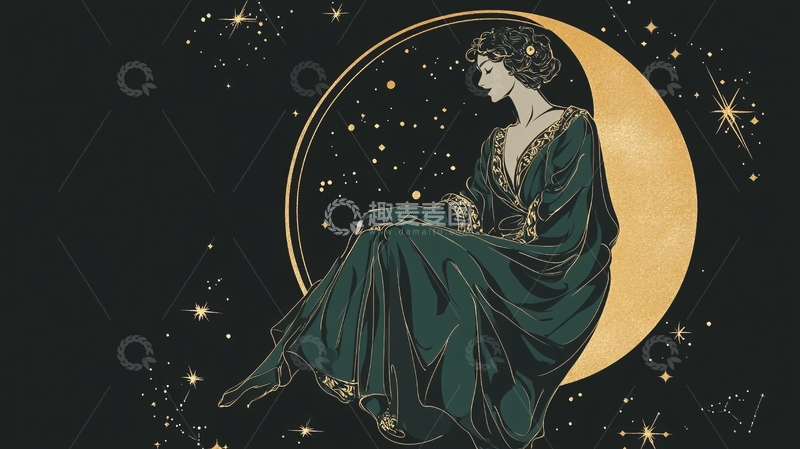 高清大图下载【趣麦麦图】月夜女子