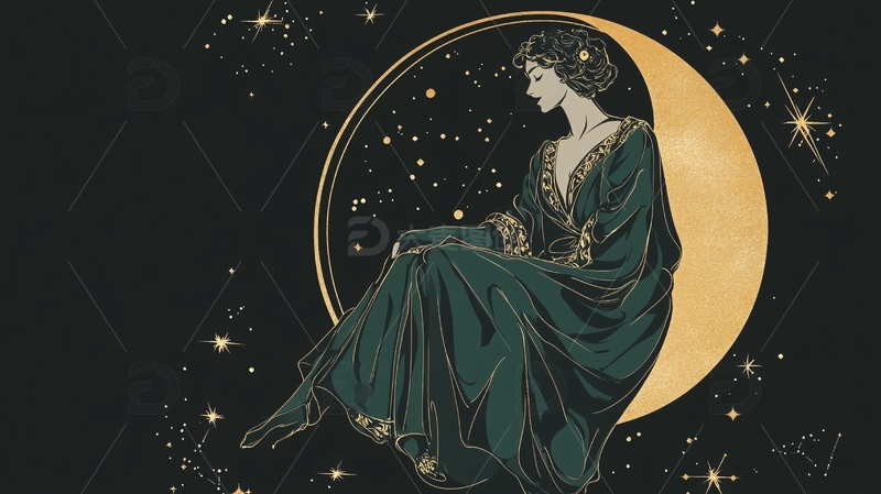 高清大图下载【趣麦麦图】月夜女子