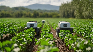 田地里工作的农业机器人