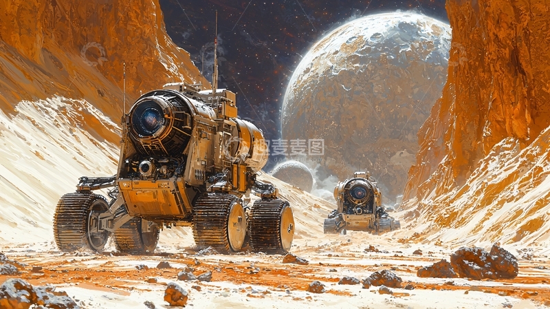 高清大图下载【趣麦麦图】外星探险队峡谷探测车