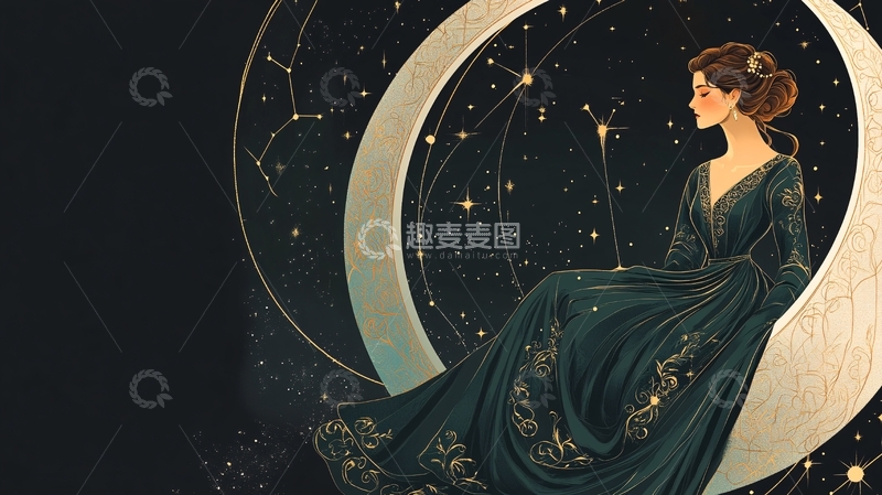 高清大图下载【趣麦麦图】月夜女子