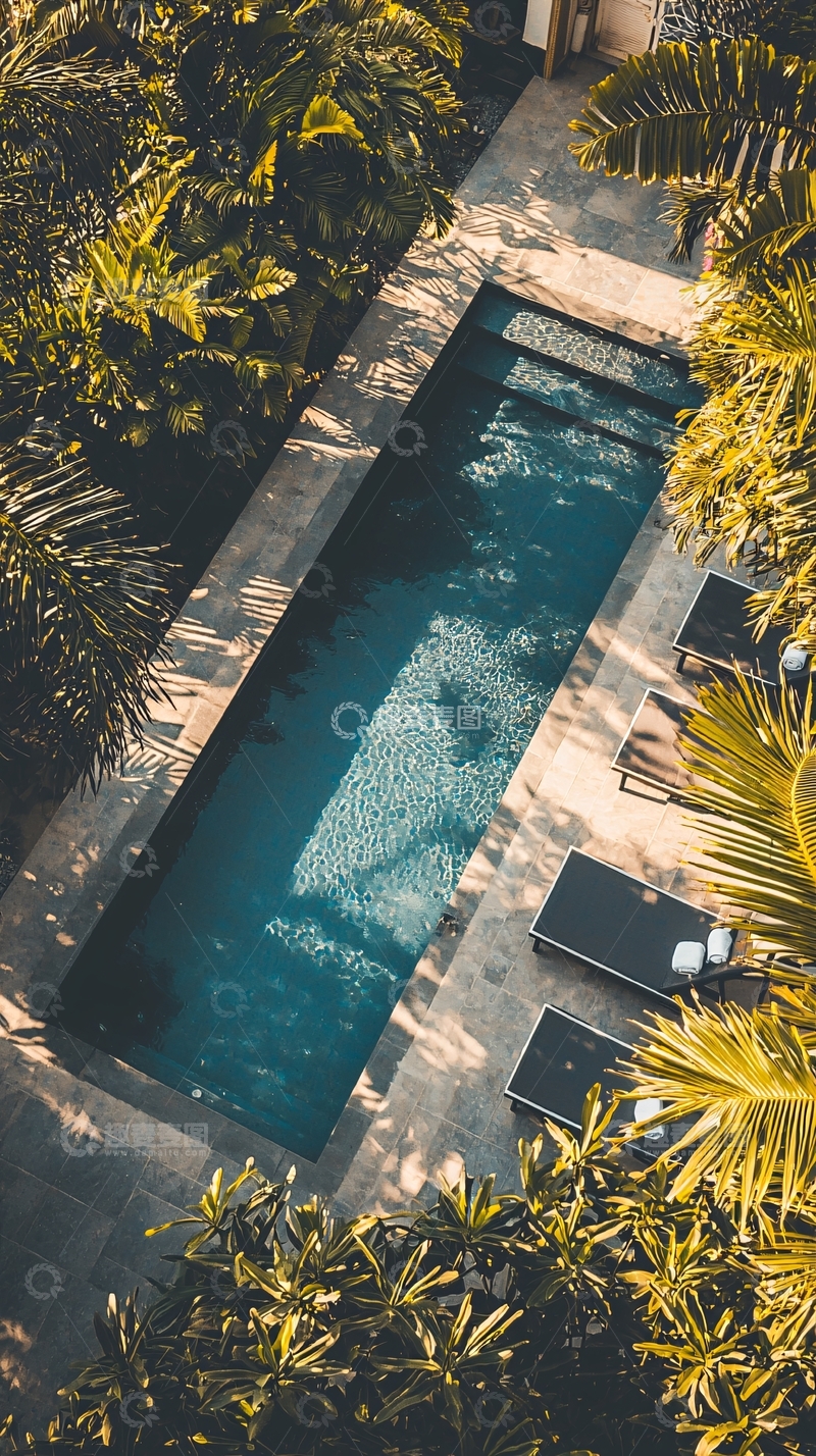 高清大图下载【趣麦麦图】俯瞰热带泳池