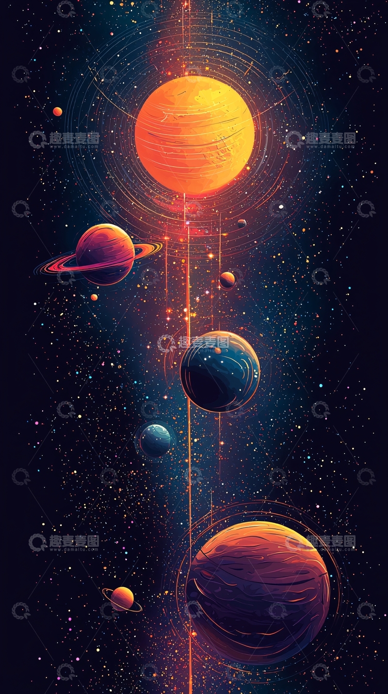 高清大图下载【趣麦麦图】宇宙行星排列