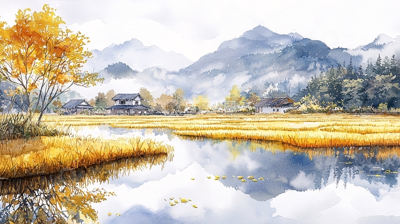 高清大图下载【趣麦麦图】秋日山村景色