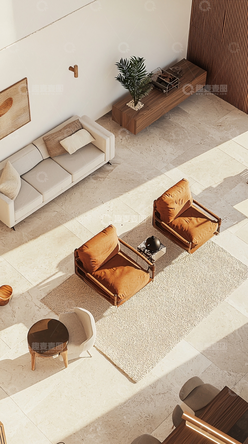 高清大图下载【趣麦麦图】现代简约客厅俯瞰图
