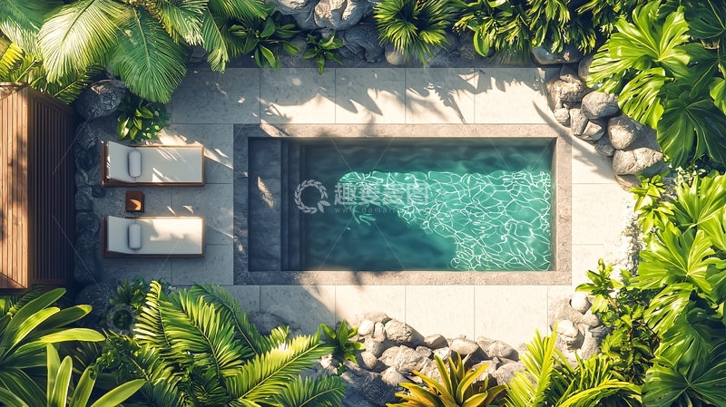 高清大图下载【趣麦麦图】私家泳池空中俯瞰图