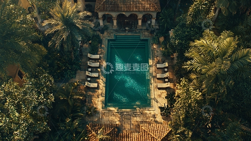 高清大图下载【趣麦麦图】热带雨林泳池度假村