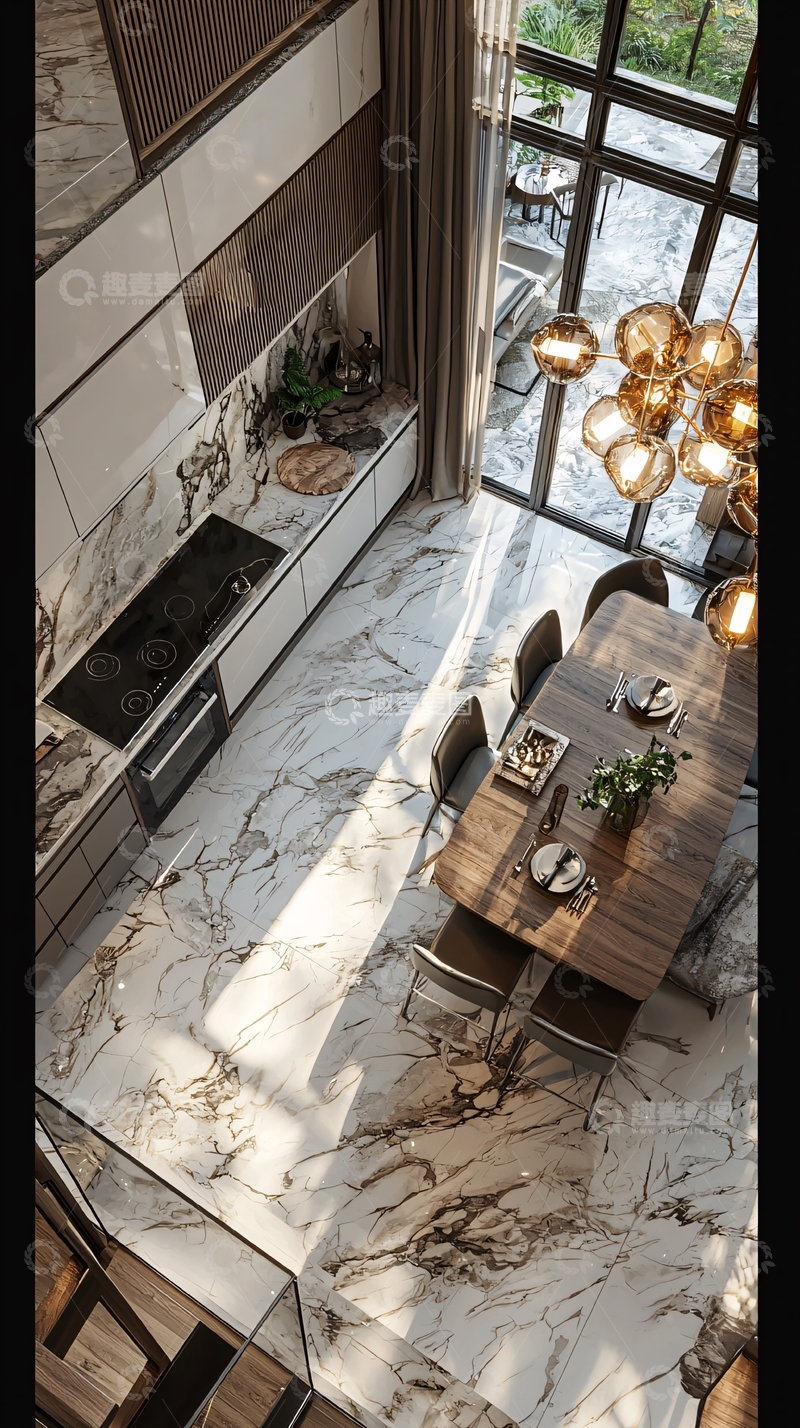 高清大图下载【趣麦麦图】现代轻奢开放式厨房餐厅