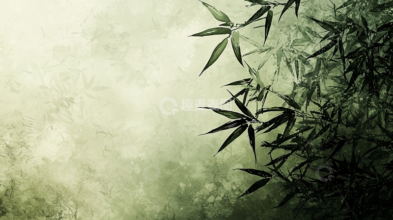 高清大图下载【趣麦麦图】水墨竹叶