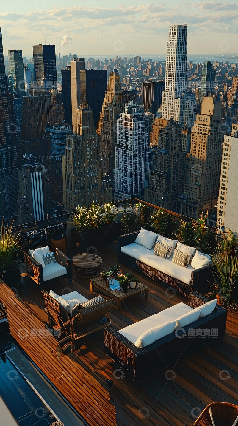 高清大图下载【趣麦麦图】高层建筑城市景观露台