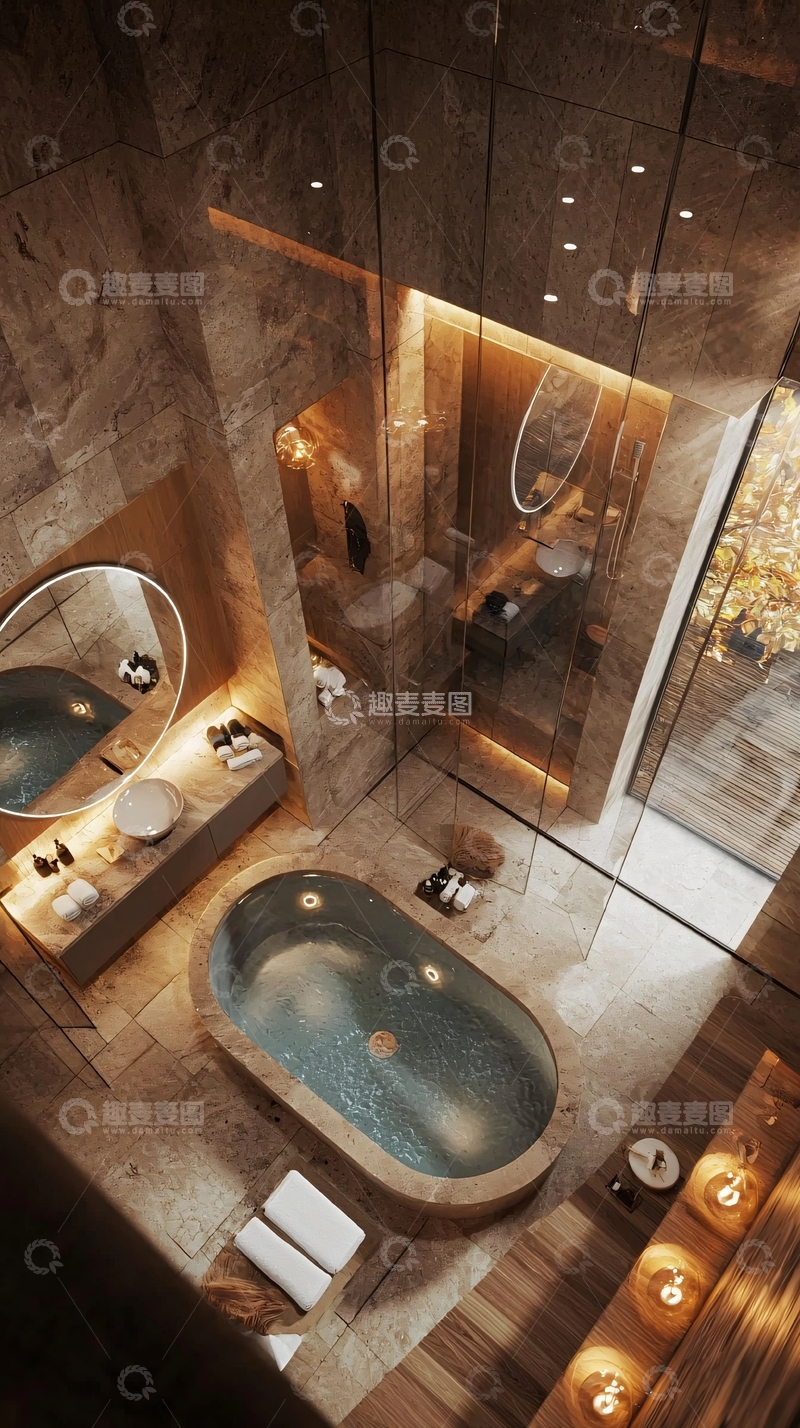 高清大图下载【趣麦麦图】高档奢华浴室鸟瞰图