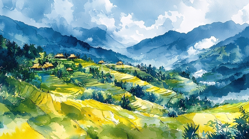 高清大图下载【趣麦麦图】水彩画风景
