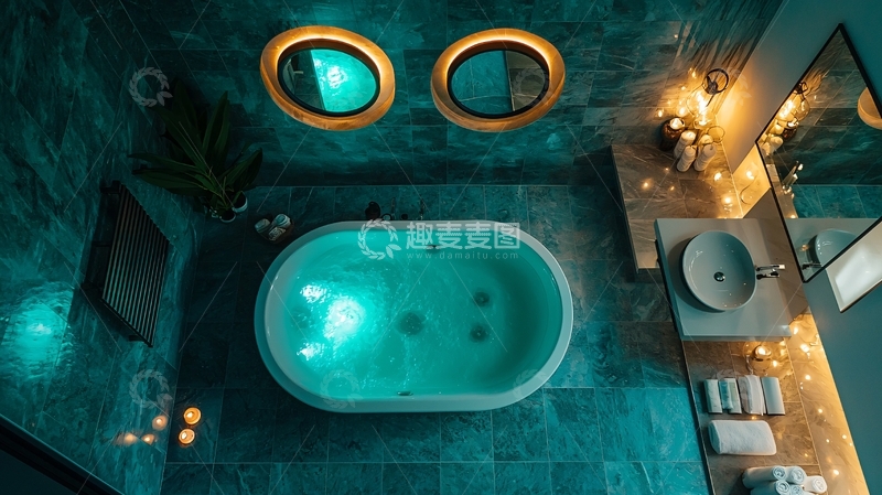 高清大图下载【趣麦麦图】高端酒店浴室鸟瞰图