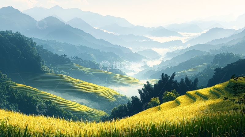 高清大图下载【趣麦麦图】层峦叠嶂的梯田风光