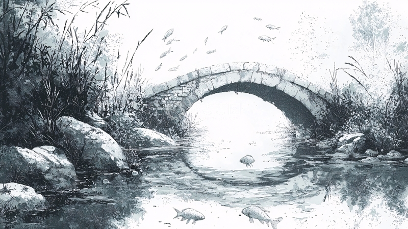 高清大图下载【趣麦麦图】水墨画桥6