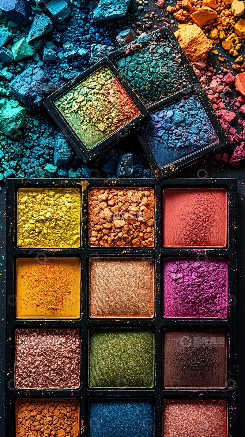 高清大图下载【趣麦麦图】-五彩缤纷的眼影盘