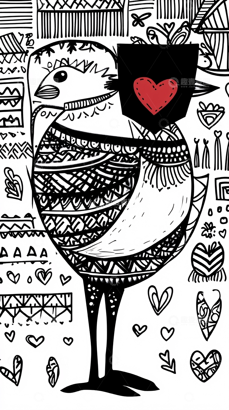 高清大图下载【趣麦麦图】手绘小鸟