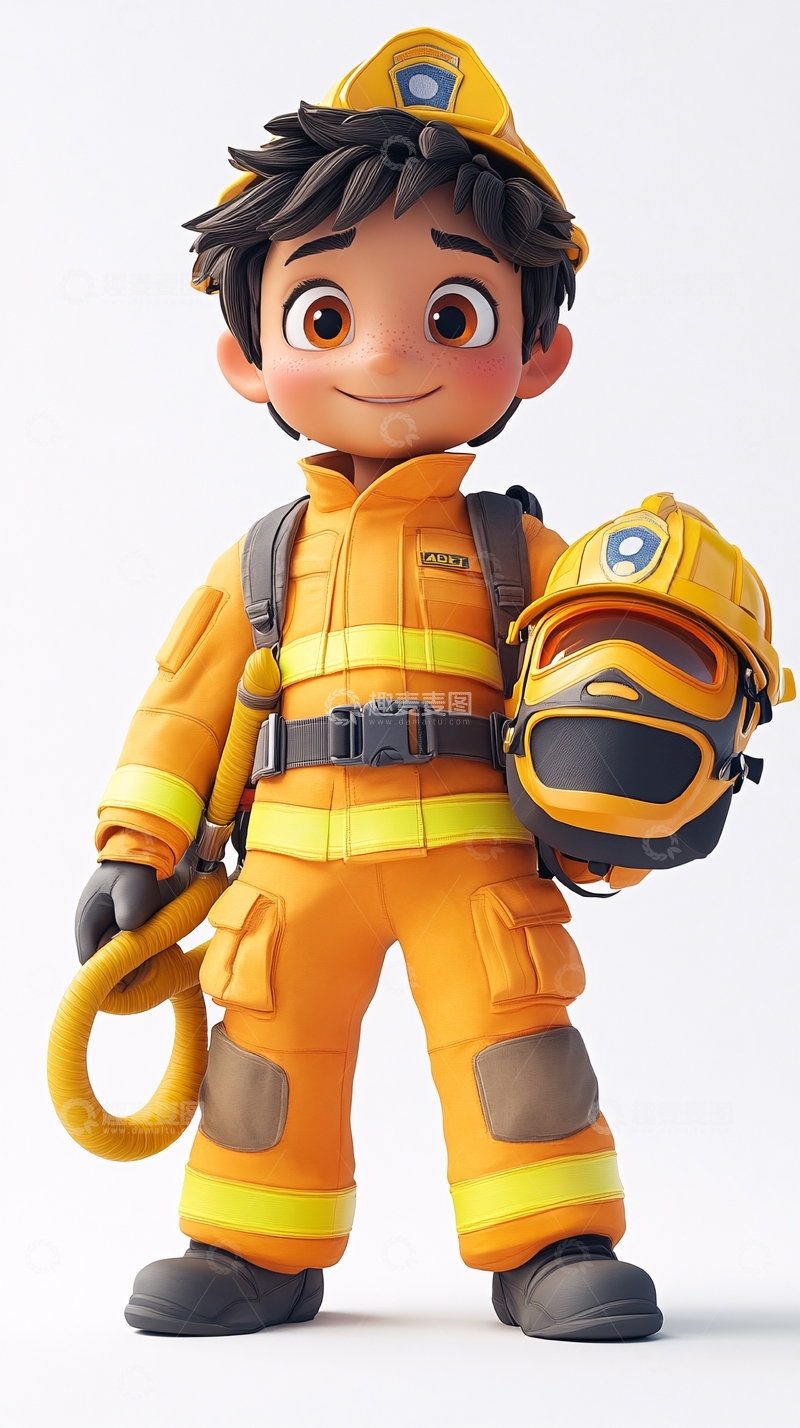 高清大图下载【趣麦麦图】卡通消防员